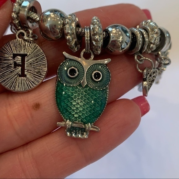 Owl charm FAITH silver tone bead bracelet - Picture 5 of 9